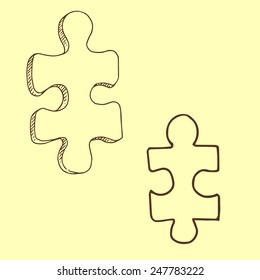 Two pieces of puzzle vector illustration