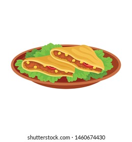 Two pieces of quesadilla. Vector illustration on white background.