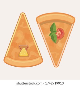 Dos piezas de quiche. Quiche con tomate y albahaca. Rápido jamón y queso.