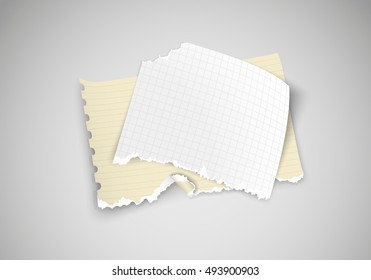 two pieces of torn paper on a light background