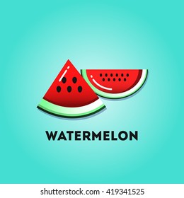 Two pieces of watermelon on a gradient background.