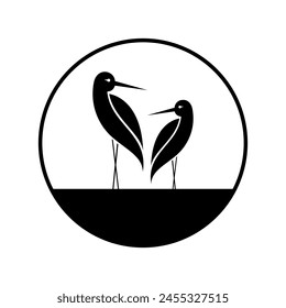 Two pied stilt birds elegant illustration design vector