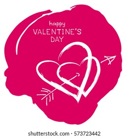 Two pierced hearts isolated on white background. Valentine's Day vector illustration. Design element for greeting cards and etc.