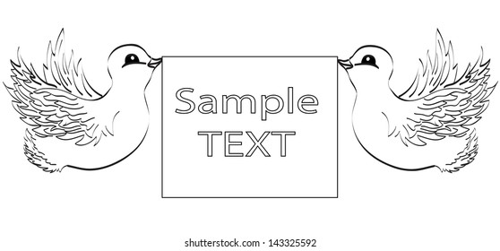 Two pigeon with frame. Vector illustration