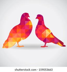 Two pigeons love silhouettes