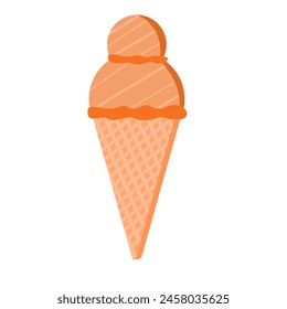 a two pile chocolate ice cream topped with jam and served into an ice cream cone. ice cream illustration element