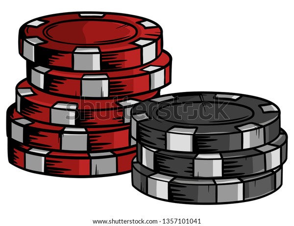 Two Piles Poker Chips Different Values Stock Vector Royalty Free