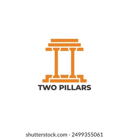 two pillars ancient building simple logo vector 