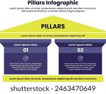 Two pillars Infographic design.infographic 3 point template with strong pillar building on centre for slide presentation