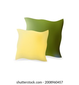 Two pillows of different sizes and different colors on a white background. A vector image.