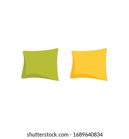 Dos almohadas en verde y amarillo. Símbolo vector de plantilla