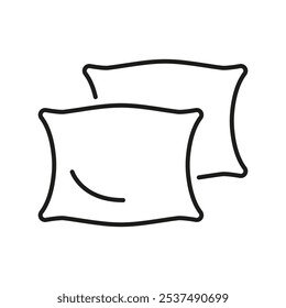 Icono de línea de dos almohadas. Símbolo de contorno de accesorios de sueño acogedor. Comodidad a la hora de dormir. Trazo Editable. Ilustración vectorial aislada.