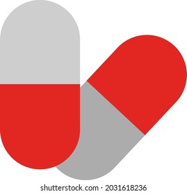 Dos pastillas, ilustración, vector, sobre un fondo blanco.