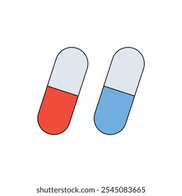 Dos píldoras, medicina, diseño simple del Vector