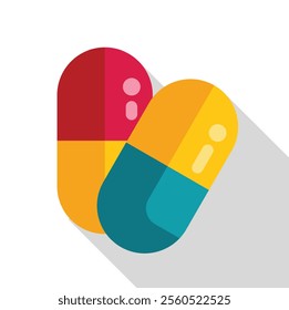 Two pills overlapping, creating a colorful medical icon