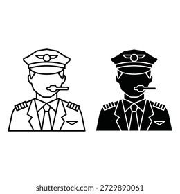 Dois pilotos de uniforme com auscultadores e chapéus um em branco e um em preto uniformes de aviação