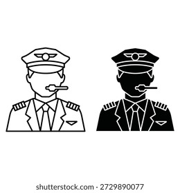 Dos pilotos en uniformes con auriculares y sombreros de pie al lado de la aviación