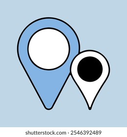 Two pin map icon. Map pointer. Map markers. GPS location symbol. Navigation sign. Graph symbol for travel and tourism web site and apps, logo, app, UI