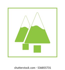 Two pine trees with snow Square Vector Icon Green