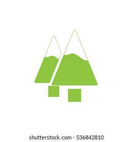 Two pine trees with snow  vector icon Green 