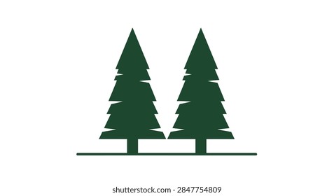 Two pine trees standing next to each other