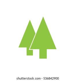 Two Pine trees  vector icon Green