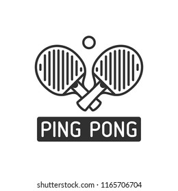 Two ping pong rackets with ball, in flat style. Racket for playing table tennis isolated on white background. Sports equipment concept. Vector illustration EPS 10.