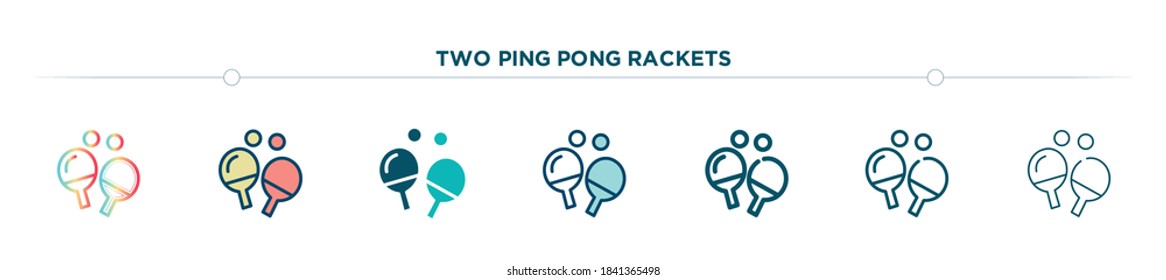 two ping pong rackets icon designed in gradient, filled, two color, thin line and outline style. vector illustration of two ping pong rackets vector icons. can be used for mobile, ui, web
