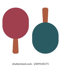 Two ping pong, table tennis rackets flat icon