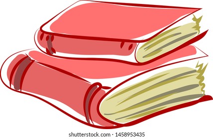 Two pink books, illustration, vector on white background.