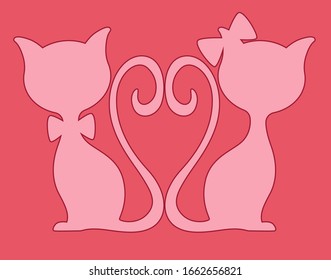 two pink Cats stencils art 