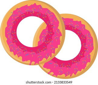 Two pink donuts, illustration, vector on a white background.