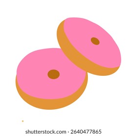 two pink donuts on a white background