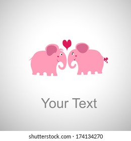 two pink elephant with heart