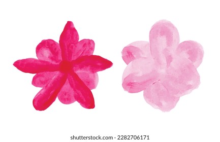 Dos flores rosas sobre un fondo blanco, un conjunto de ilustraciones florales de acuarela. Colección de elementos de flores