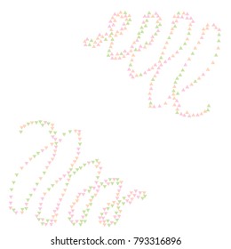 Two Pink, Green and Orange Stripes of Confetti on White Background