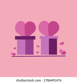 Two pink heart shaped flower pot vector