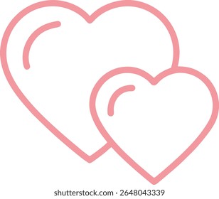 Dos Formas de corazón rosadas que se superponen entre sí aisladas sobre fondo blanco