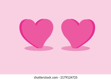 Two Pink Hearts On A Pink Background