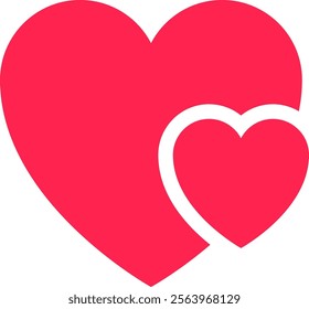 Two pink hearts overlapping, creating a symbol of love, affection, and togetherness, representing romantic relationships, family bonds, or strong friendships