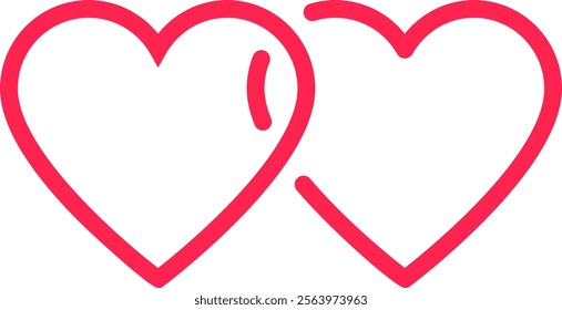 Two pink hearts overlapping each other, creating a symbol of love, affection, and connection, perfect for Valentine s Day or romantic projects