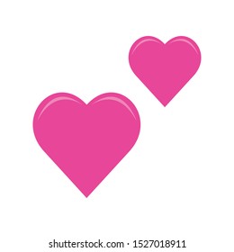 Two pink hearts social media emoji, emoticon for web and mobile. 3d heart icons isolated on a white background.Valentine's day element.