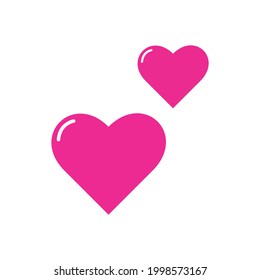 Two pink hearts social media emoji, emoticon for web, internet chat rooms and mobile app. heart icons isolated on a white background.Valentine's day element, representing couple love.