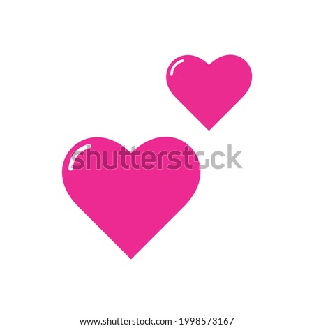 Two pink hearts social media emoji, emoticon for web, internet chat rooms and mobile app. heart icons isolated on a white background.Valentine's day element, representing couple love.