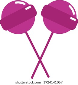 Zwei rosafarbene Lolipops, Illustration, Vektorgrafik auf weißem Hintergrund.