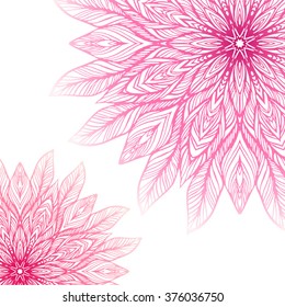 two pink mandala, a circular pattern on a white background, vector illustration