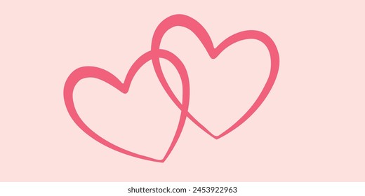 Dos corazones de Vector con contorno rosa 