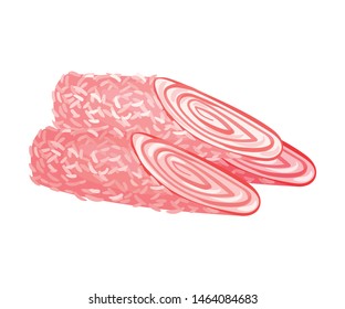 Two pink rolls. Vector illustration on white background.