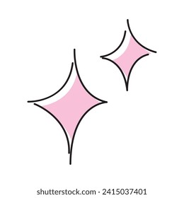 Esbozo vectorial de dos estrellas brillantes rosas aisladas