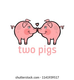 two pink sveni for the decoration of a wedding invitation. sticker with character